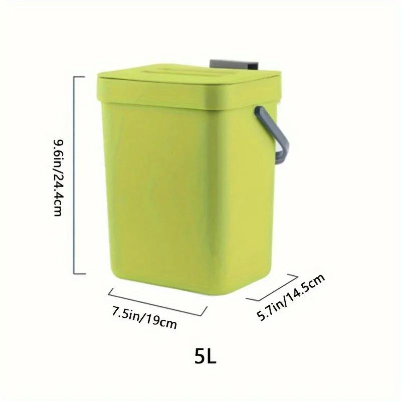 Space-Saving Quiet-Close Trash Can - 3/5L, Eco-Friendly Sealed Bin for Kitchen & Office, No Electricity Needed