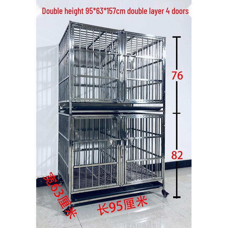 Stainless Steel Multi-Layer Dog Cage for Small to Medium Dogs - Parent-Child Design, Ideal for Pet Shops & Boarding