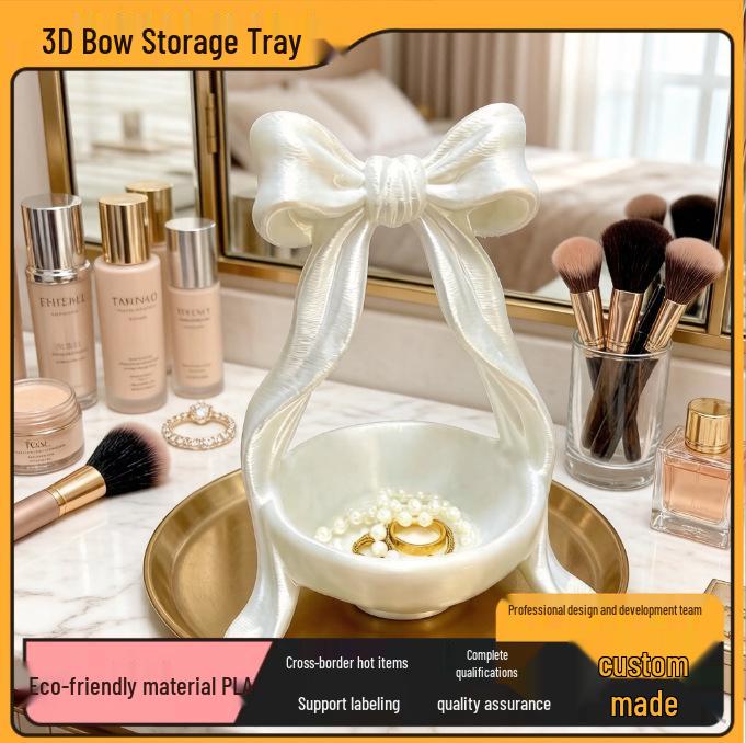 

3D Printed Bow Ornament Tray: Postmodern Light Luxury Home Decor for a Girly Touch White