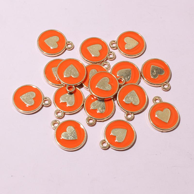 20pcs 14.5x12mm Enamel Double Side Heart Charms Pendant DIY Jewelry Making Accessories Findings for Bracelet Earrings Keychains