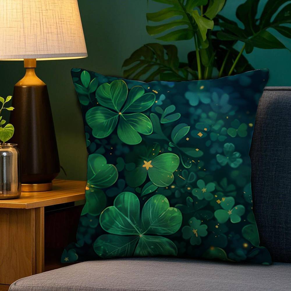 Lucky Four Leaf Clover Pillow Case Plush Fabric Soft Double Sided Print Home Sofa High Quality Cushion Cover Throw