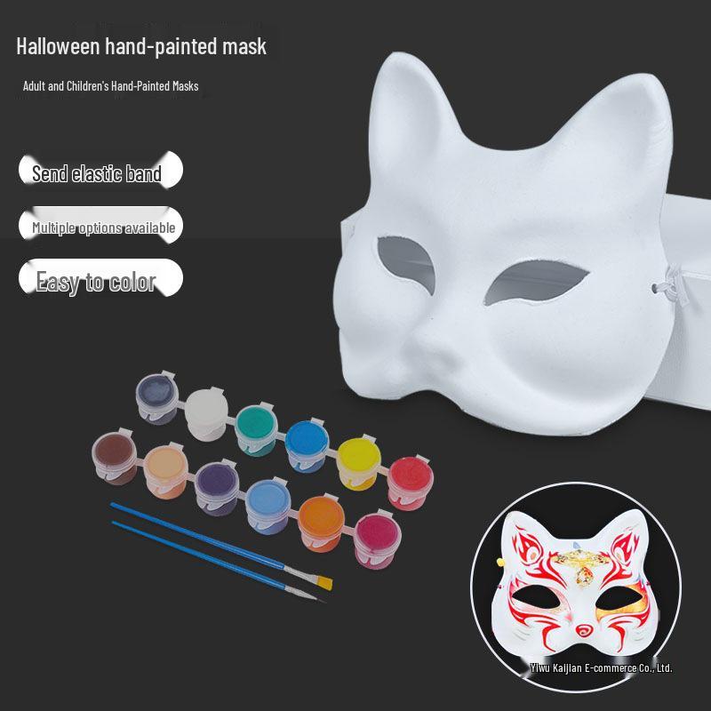 Maschere di Opera di Pechino Halloween Dipinte a Mano a Faccia Intera e Mezza - Modelli di Volpe e Donna in Cartapesta per Bambini