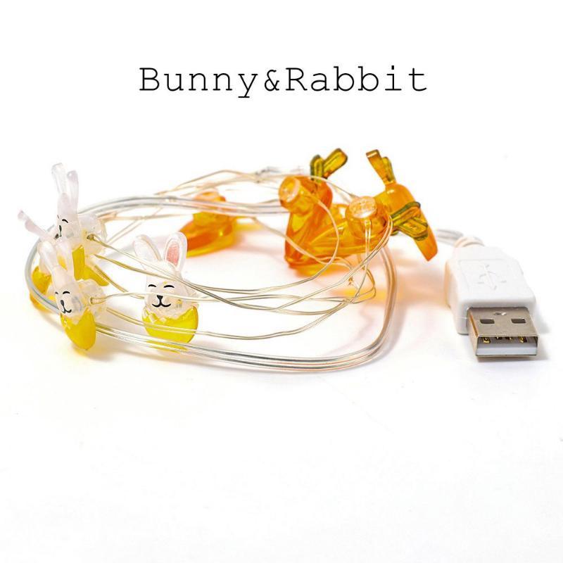 Oster-LED-Hasen-Lichterkette, Karotte, Kaninchen, Lichterkette, Geschenke, Ostern, Party, Heimdekoration, Zubehör HMM