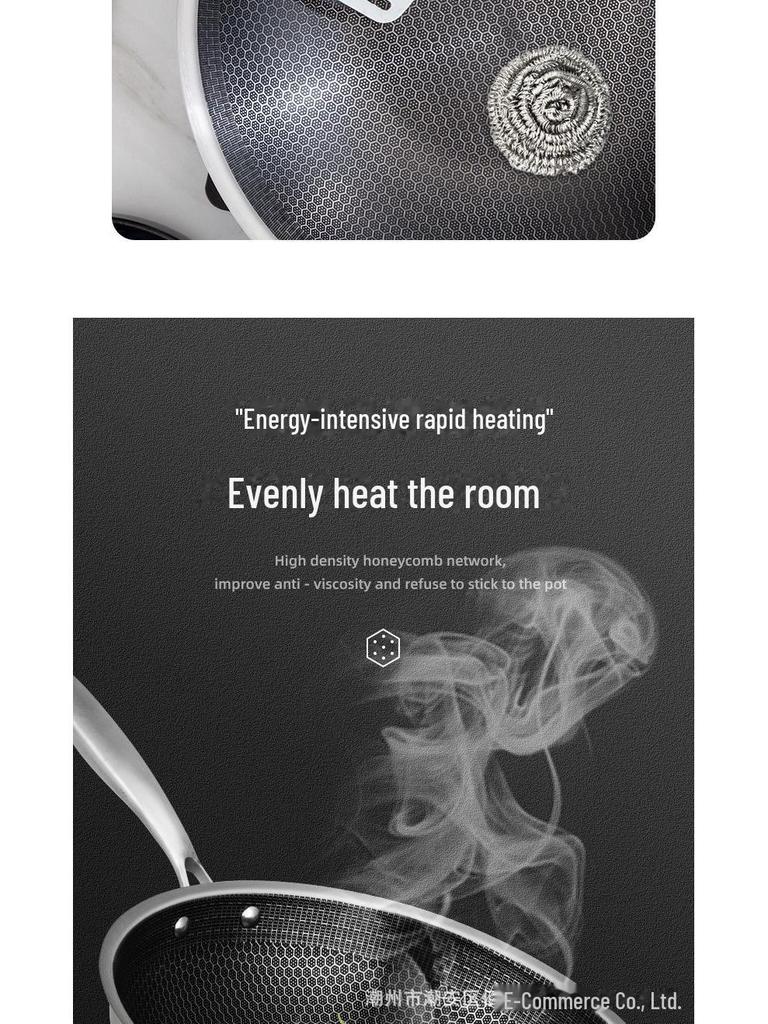 Sartén antiadherente de acero inoxidable 410 con diseño de panal