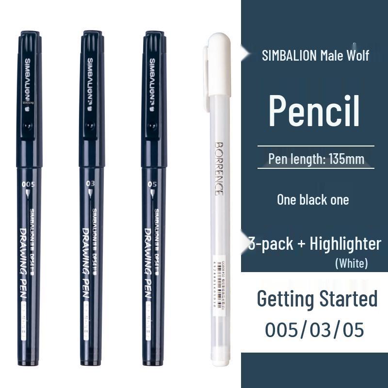 Lion Art Waterproof Syringe Pen for Manga & Line Drawing, Black, 0.05-0.1mm