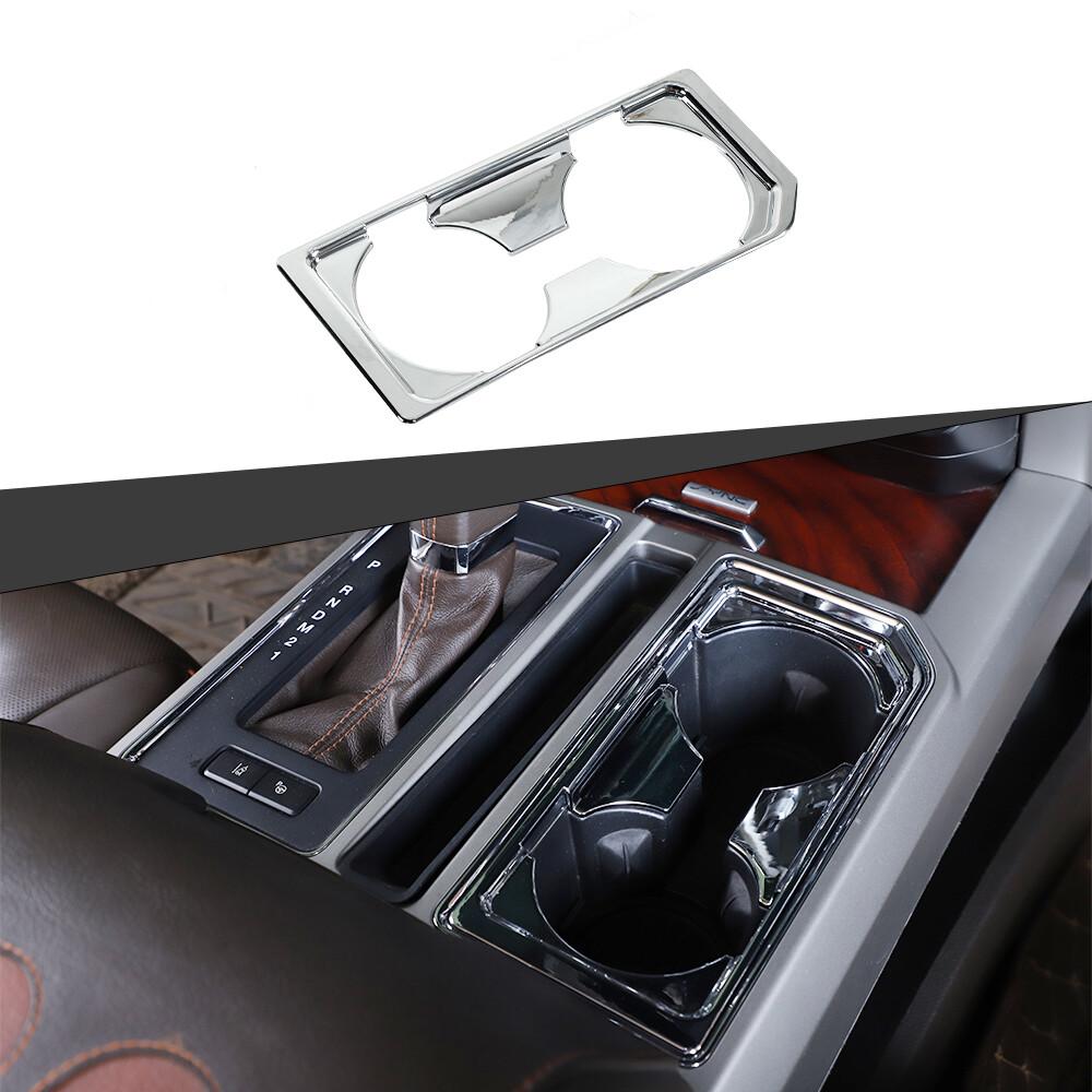 Front Water Cup Holder Cover Trim Frame For Ford F150 2015-20 Chrome Accessories