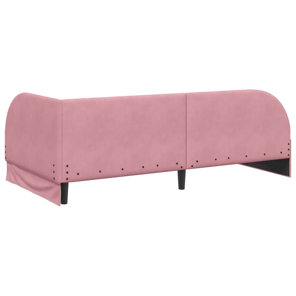 Corner Bed Frame Pink 90 X 190 Cm Velvet