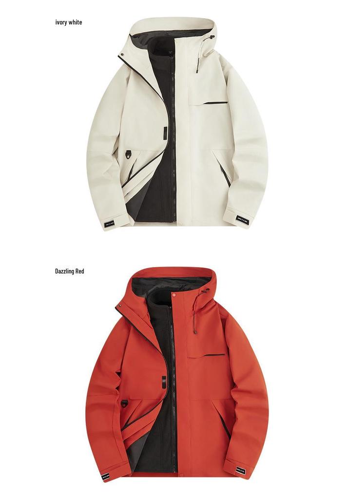 Men's & Women's 3-in-1 Detachable Hooded Jacket - Windproof, Waterproof, for Spring/Autumn Hiking & Mountaineering