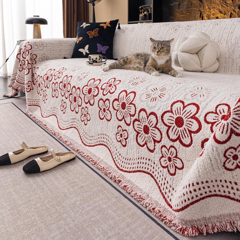 Thickened Four Season Universal Tassel Edge Sofa Towel Anti Cat Scratching Couch Cover Machine Washable Sofa Cover Cloth