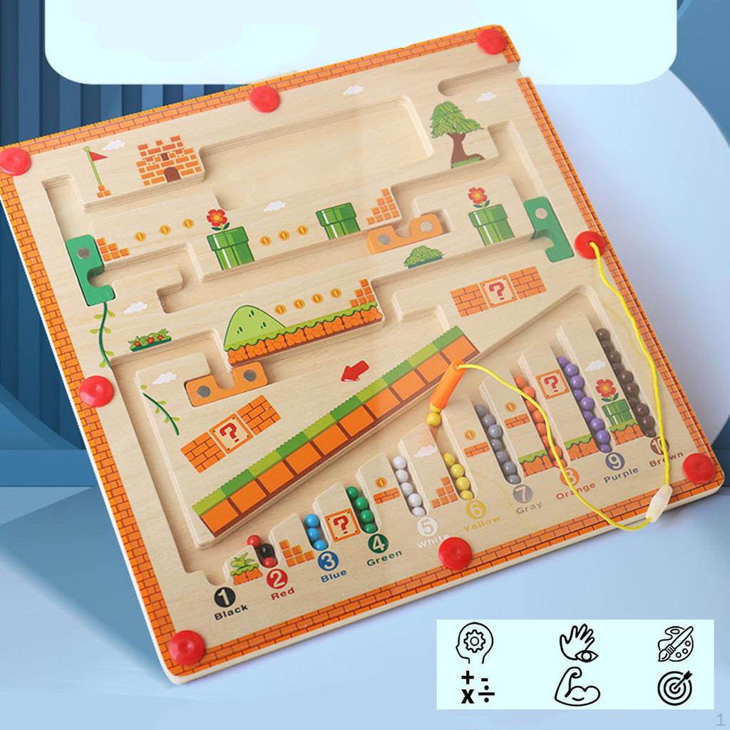 Wooden Magnetics Beads Board Puzzle Busy for Girls Boys Travel Toy