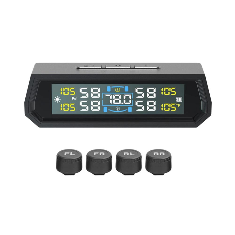 Solar TPMS Car Tire Pressure Alarm Digital Colorful Display With 4 External Sensors Waterproof Tire Pressure Temperature Warning T17