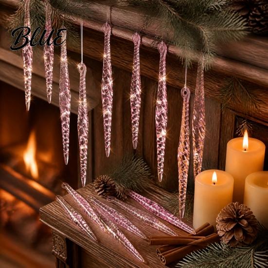 Slender Icicle Shaped Transparent Seasonal Christmas Twisted Spiral Ornaments Ornaments 12Pcs Hanging Decor Home Holiday