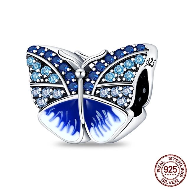 925 Sterling Silver Butterfly Ladybug Cactus Lucky Four Leaf Clover Dinglar Charm Pärlor Passar Charm Armband Original 925 Smycken