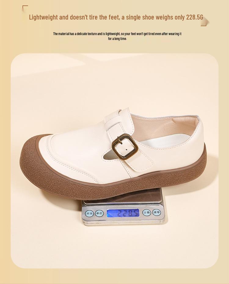 Autumn 2025 Retro Women's Genuine Leather Slip-On Shoes - Comfortable Casual Soft Sole for Moms