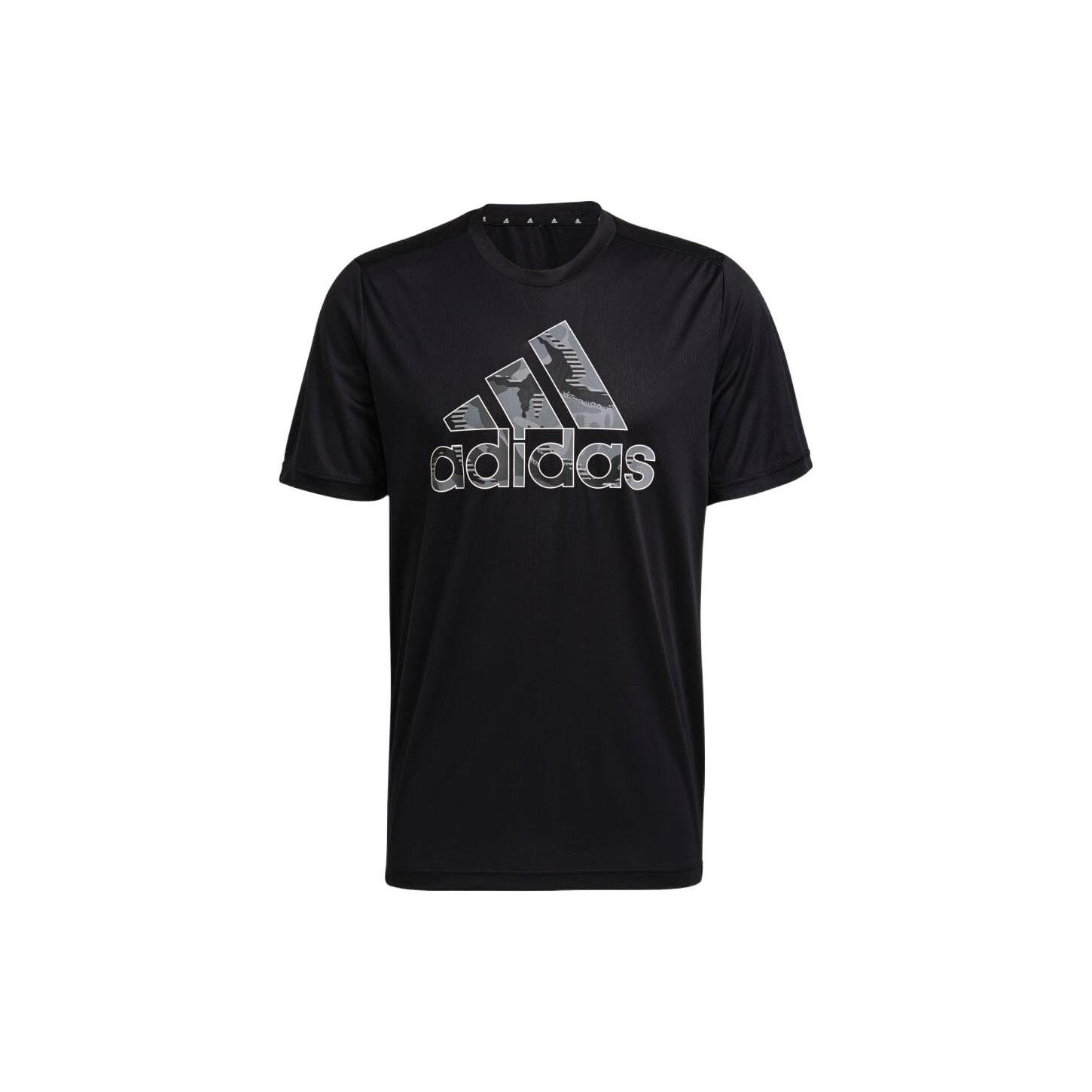 adidas Alphabet Large Logo Printing Round Neck Short Sleeve Black Men s GP2659 XL