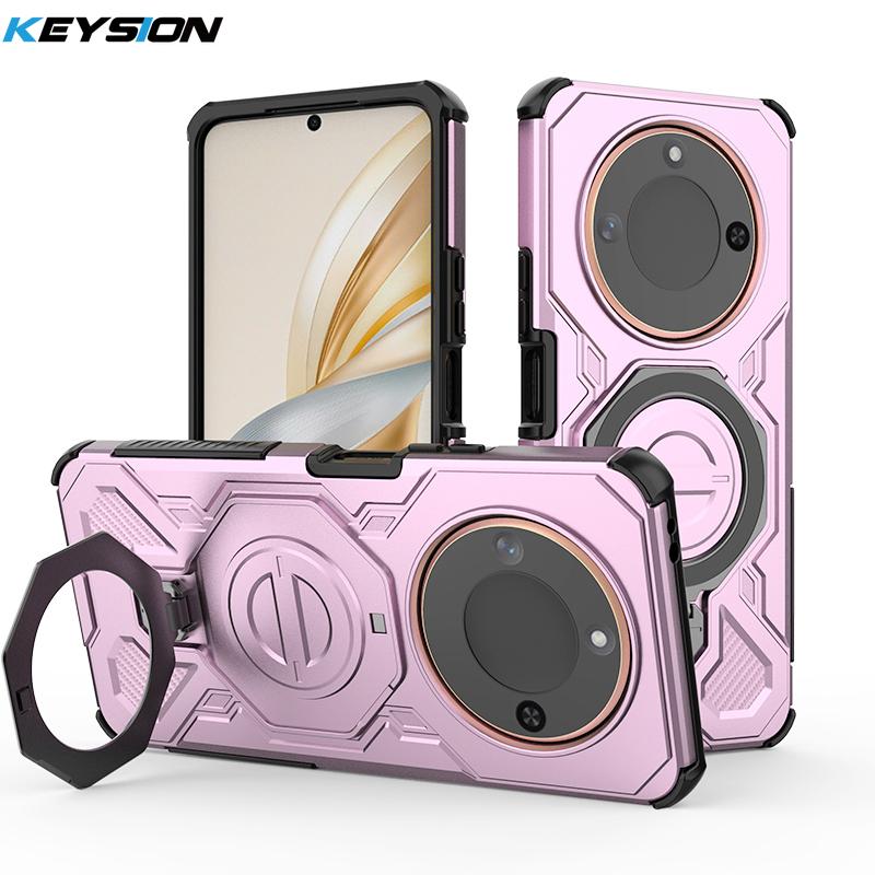 KEYSION Shockproof Magnetic Case for HONOR X9c 5G X9c Smart Upright Live Metal Ring Stand Phone Cover for Honor Magic 7 Lite 5G