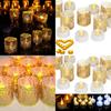 Elegant Set Of 12 Led Electronic Candles With Pvc Hollow Pattern For Weddings And Parties