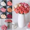 12PCS/bunch Silk Petals Rose Artificial Flowers Green Stem Faux Rose Flower  Party Supplies