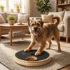 Drehbares Hundekratzbrett Rund Rutschfestes Hundekralle Schleifpad Massivholz mit Leckerlidose Hundekralle Feile Spielzeug für Hunde