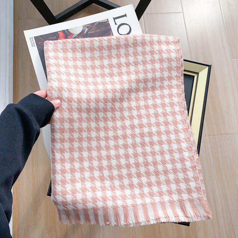 Women's Faux Cashmere Plaid Scarf - Korean Style, Thick & Warm Autumn/Winter Shawl