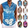Camicia da Uomo Hawaiana con Revers e Bottoni Top T-shirt