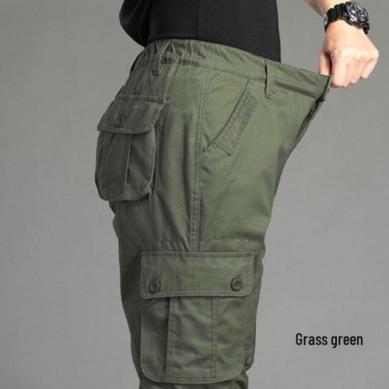 Spring and Autumn Men's Multi-Pocket Casual Pure Cotton Loose Straight-Leg Trousers