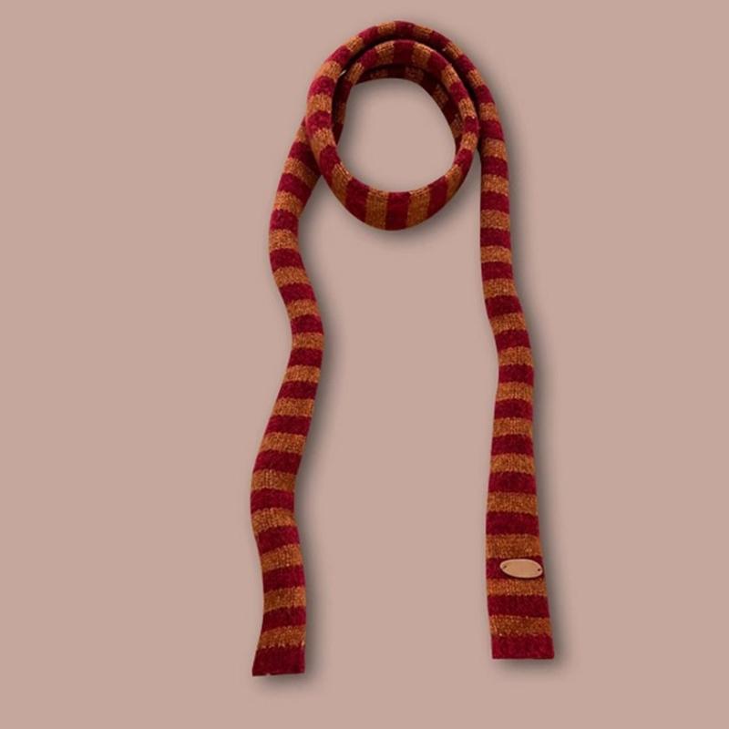 Knit Scarf for Women Long Skinny Belt Necktie Neck Scarf Girls Photo Props Long Neckerchief Skinny Scarf Necktie