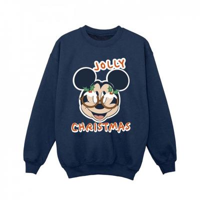 Girls Mickey Mouse Jolly Christmas Glasses Sweatshirt