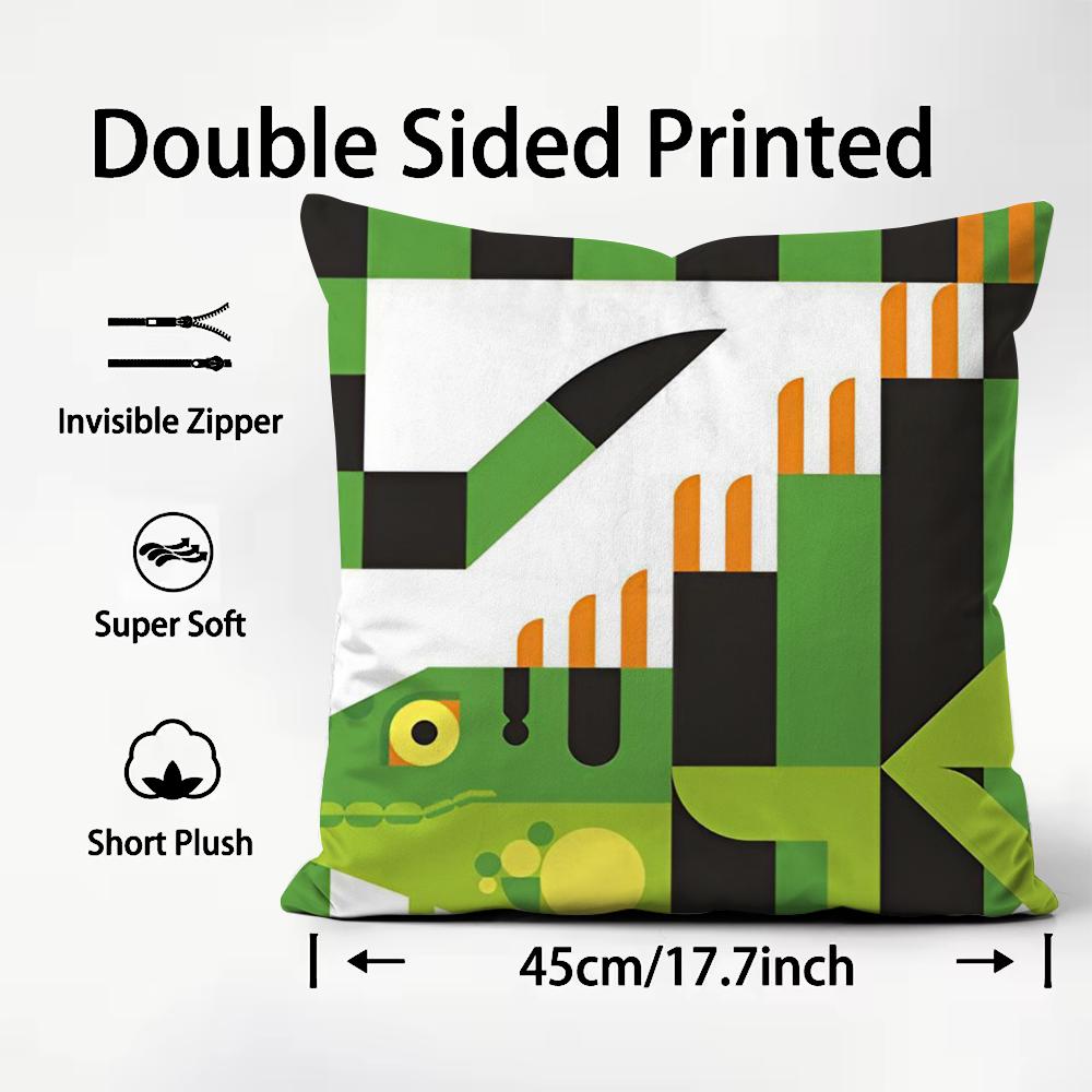 Simple Animal Anime Art Cushion Cover Plush Fabric Soft DoubleSided Printed Sofa Warm Winter Home Child Gift Pillow Case