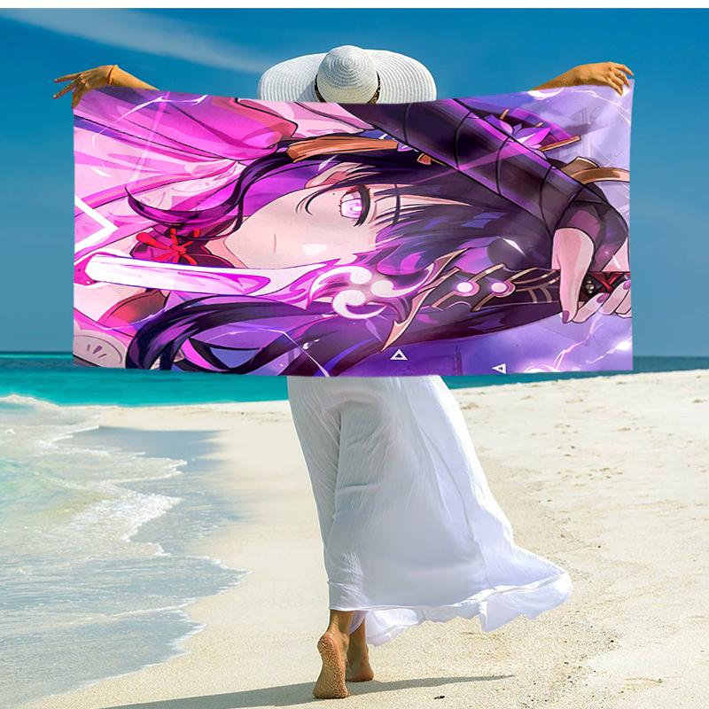 1pc Genshin Impact Beelzebul1 Beach Towel, Comfortable and Thick, and Swimming/Bath/Picnic/Camping Towel, Suitable for Seaside Beaches