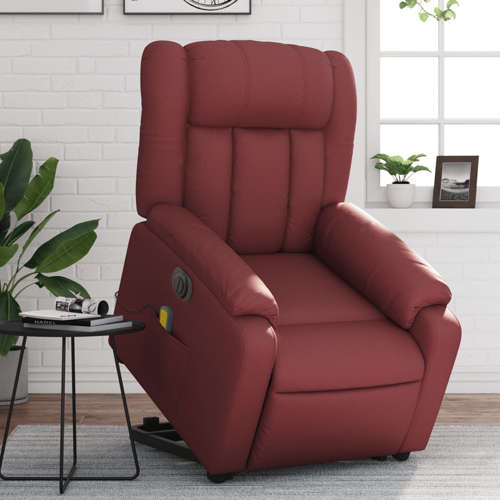 Vidaxl Reclining and Tilting Armchair with Massage, Electric, Burgundy