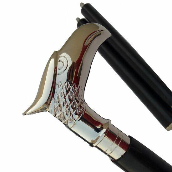 Hůl ve starožitném stylu, viktoriánská, vintage, designová, mosazná rukojeť, dřevěná vycházková hůl