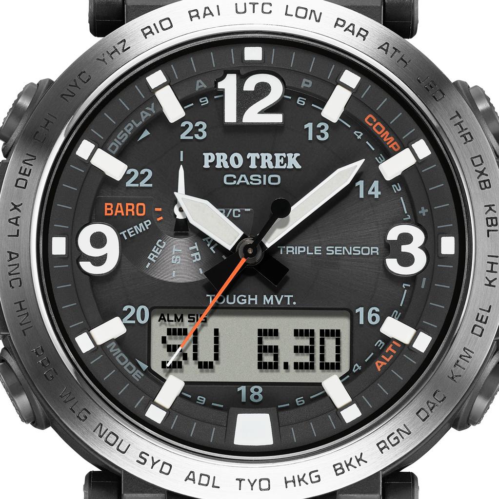 Casio Pro Trek Men's Stainless Steel 100M Water Resistant Analog Alarm Quartz Watch PRW-6611Y-1