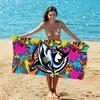 Graffiti Shark Beach Towel - Colorful Splash Microfiber Bath Sheet with Bold Shark Graphic for Urban Beach Style