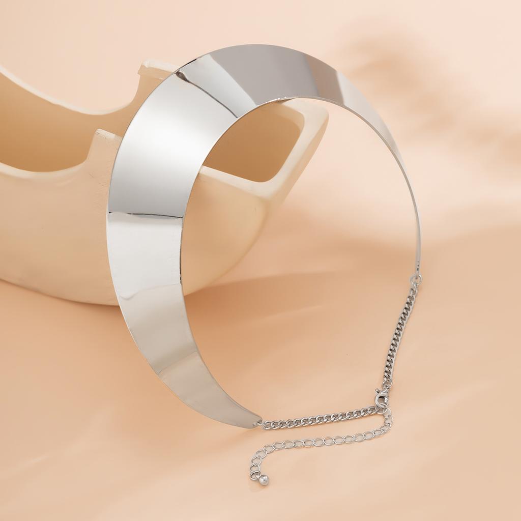 Hip-Hop Personality Metal Glossy Collar, Punk Style Personality Geometric Collarbone Necklace For Women