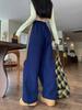 Women's Navy Three-Stripe Wide-Leg Track Pants - Spring/Autumn Casual Loose Fit