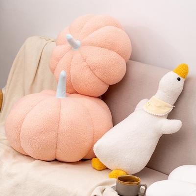 Girly Home Decor Pink Pumpkin Plush Toy Soft Stuffed Pumpkin Goose Plushies Lovely Throw Pillow Gifts for Children Girl Sofa