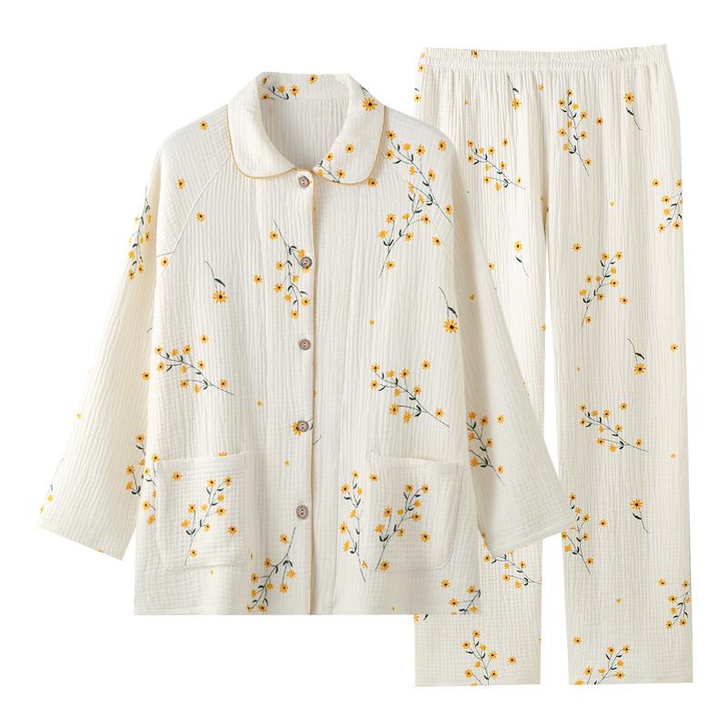 Women's Four-Layer Pure Cotton Gauze Winter Homewear Set