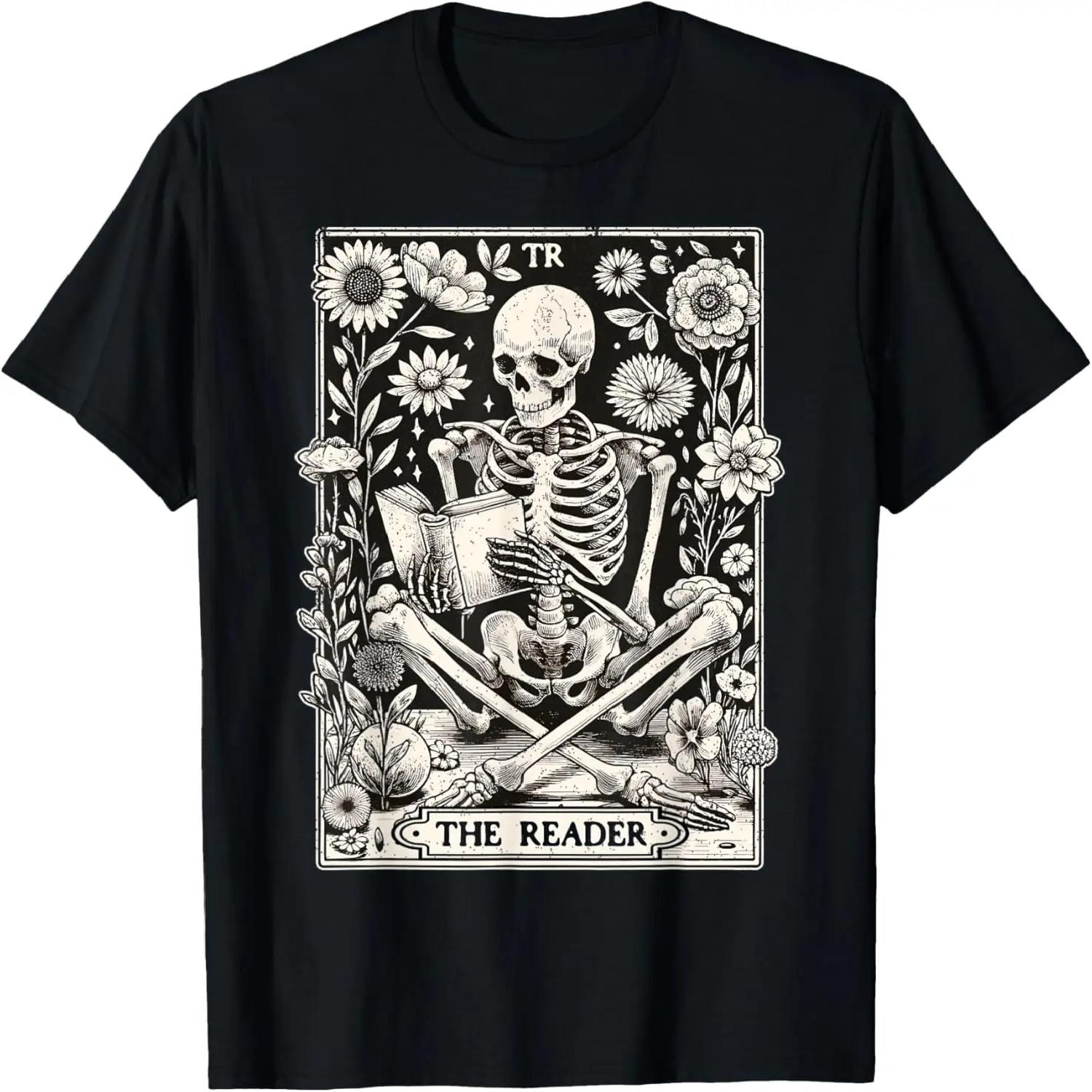 

The Reader Tarot Card Funny Book Lover Skeleton Reading Book T-Shirt XXXXXL чорний