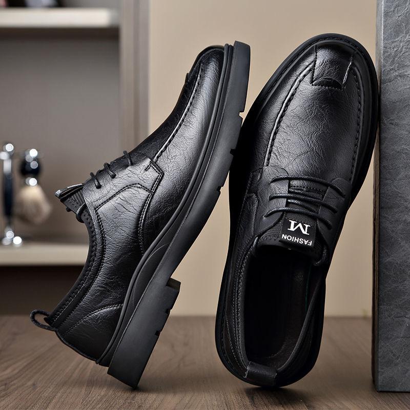 

Foreign trade new men s business casual leather shoes fashion breathable shoes British casual shoes lace-up single leather shoes 39