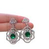 European and American fashion popular colored treasure inlaid with white diamonds, retro simulated emerald earrings, women's temperament earrings,
