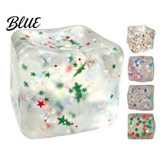 Ice Cube Squeeze Toy Christmas Toy Confetti Filled Stress Relief Soft Toys Slow Rebound Clear for Anxiety Reduction Calming Sensory