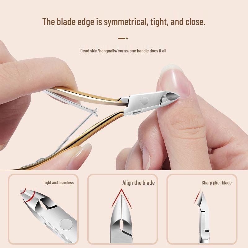 D501 Stainless Steel Cuticle and Nail Care Set: Dead Skin Pliers, Scissors, Dual-Headed Pusher, Remover, Clipper.