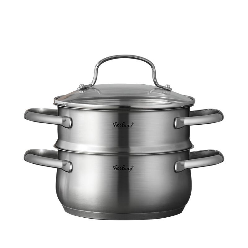 FOSSLANG Victoria Series 18cm 3-Piece 304 Stainless Steel Steamer Set