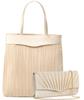 Gurina Women's Large Wedding Bags, Set of 2, Formal Side Bags, Satin Pleated (Champagne Gold) for Weddings, Funerals, and Special Occasions