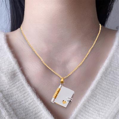 Book Pendant Necklace Women's Sweater Chain Necklace Opening And Closing Book Dangle Jewelry Accessory for Dating Daily Wear Banquet