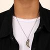Retro Punk Stainless Steel Wolf Tooth Crescent Moon Necklace for Men and Women