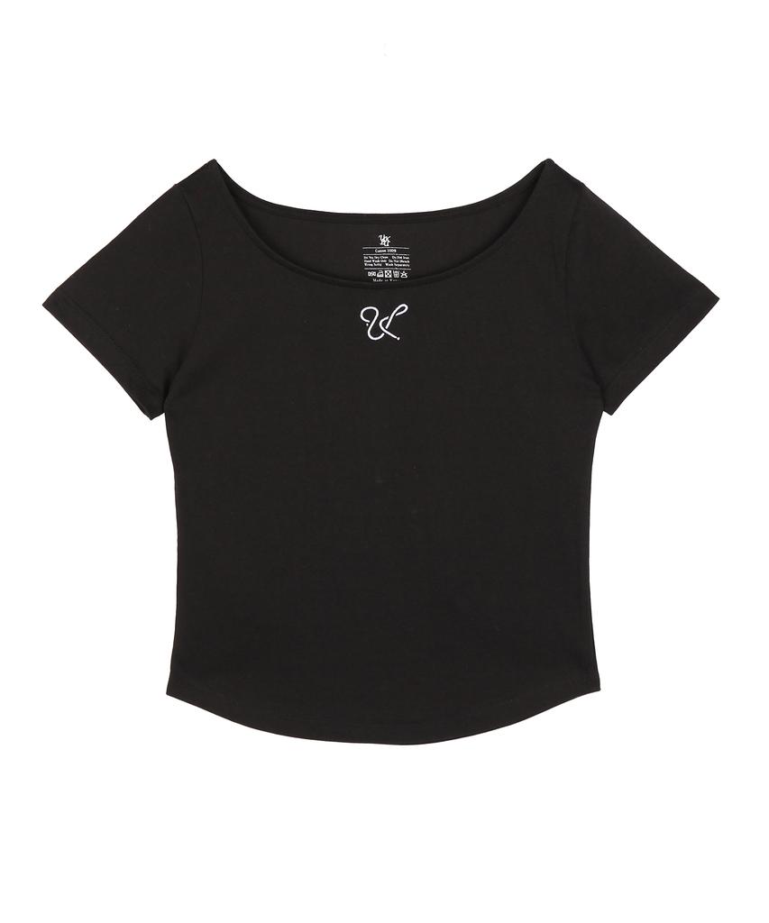 ULUK Signature Basic Crop Short Sleeve T-Shirt_Black