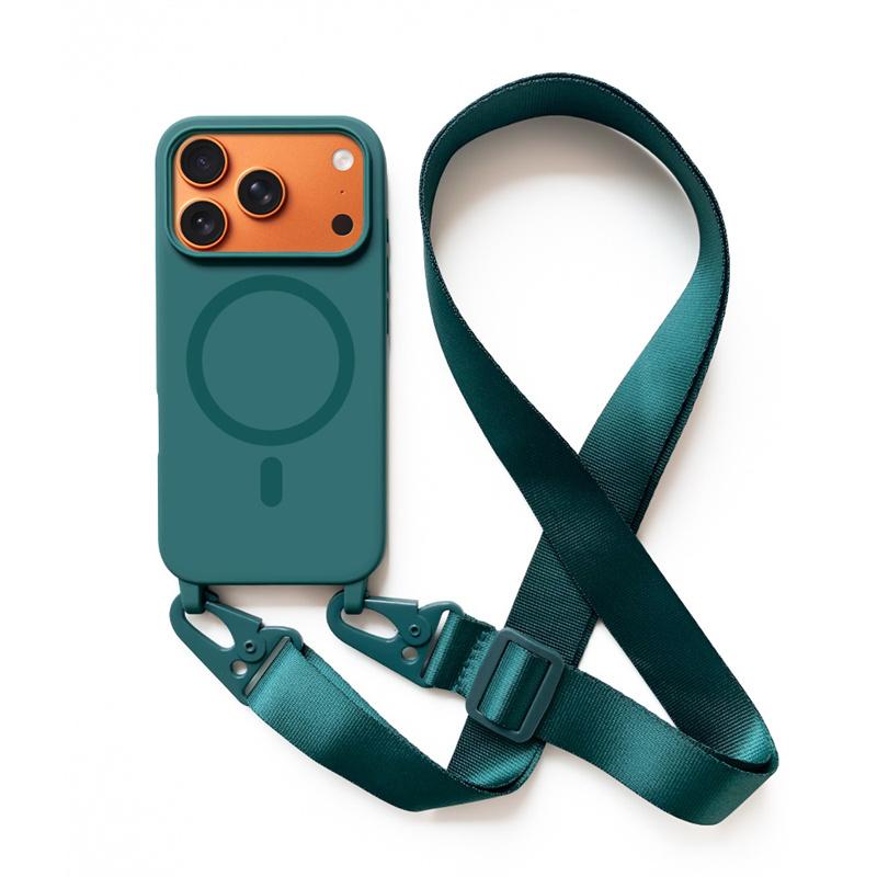 Crossbody Lanyard Case For iphone 17 Air 16 15 14 13 12 Mini 11 Pro Max Plus For Magsafe Silicone Soft Magnetic Back Cover