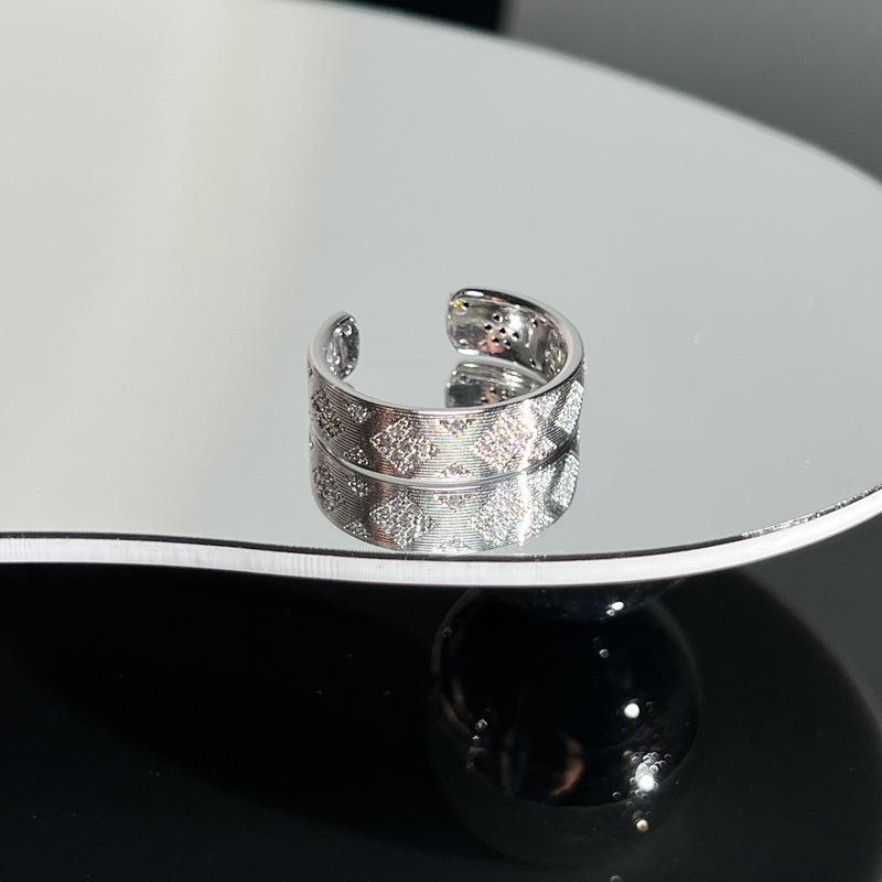 Collection retro Italian court style brushed hollow lace open ring women's fashion niche versatile ring
